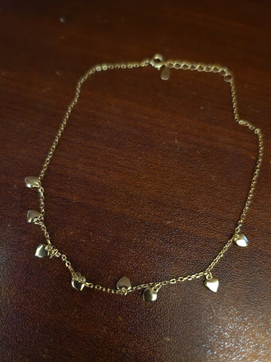 Heart charmed anklet