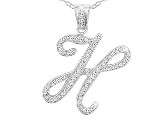 (H) Blinged out initial chains (small) sterling silver