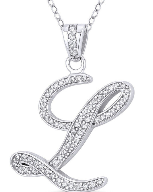 (L) Blinged out initial chains (small) sterling silver