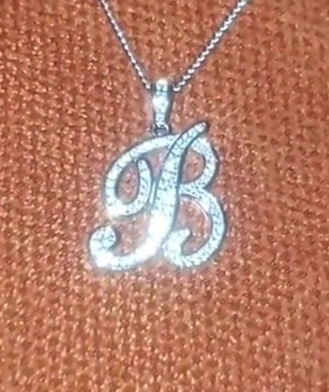 (B) Blinged out intitial  chains (small) sterling silver