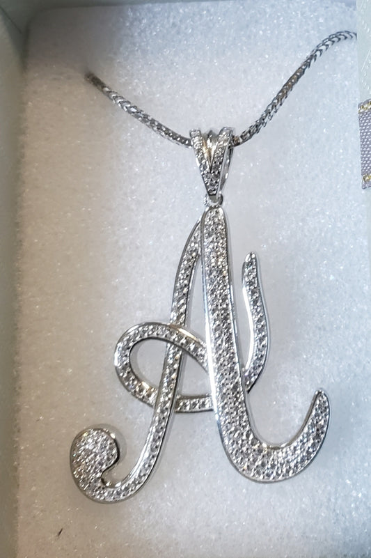 (A) Blinged out Initial chains(small)  STERLING SILVER