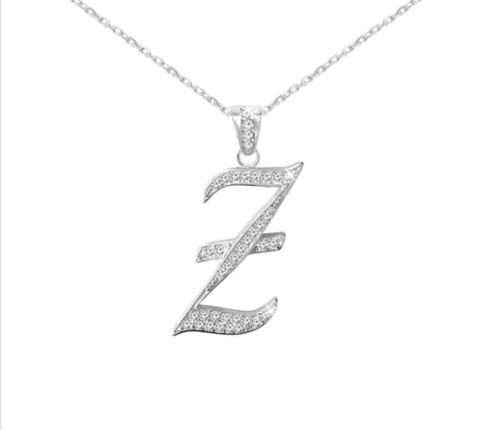 (Z) blinged out initial chain (small) sterling silver