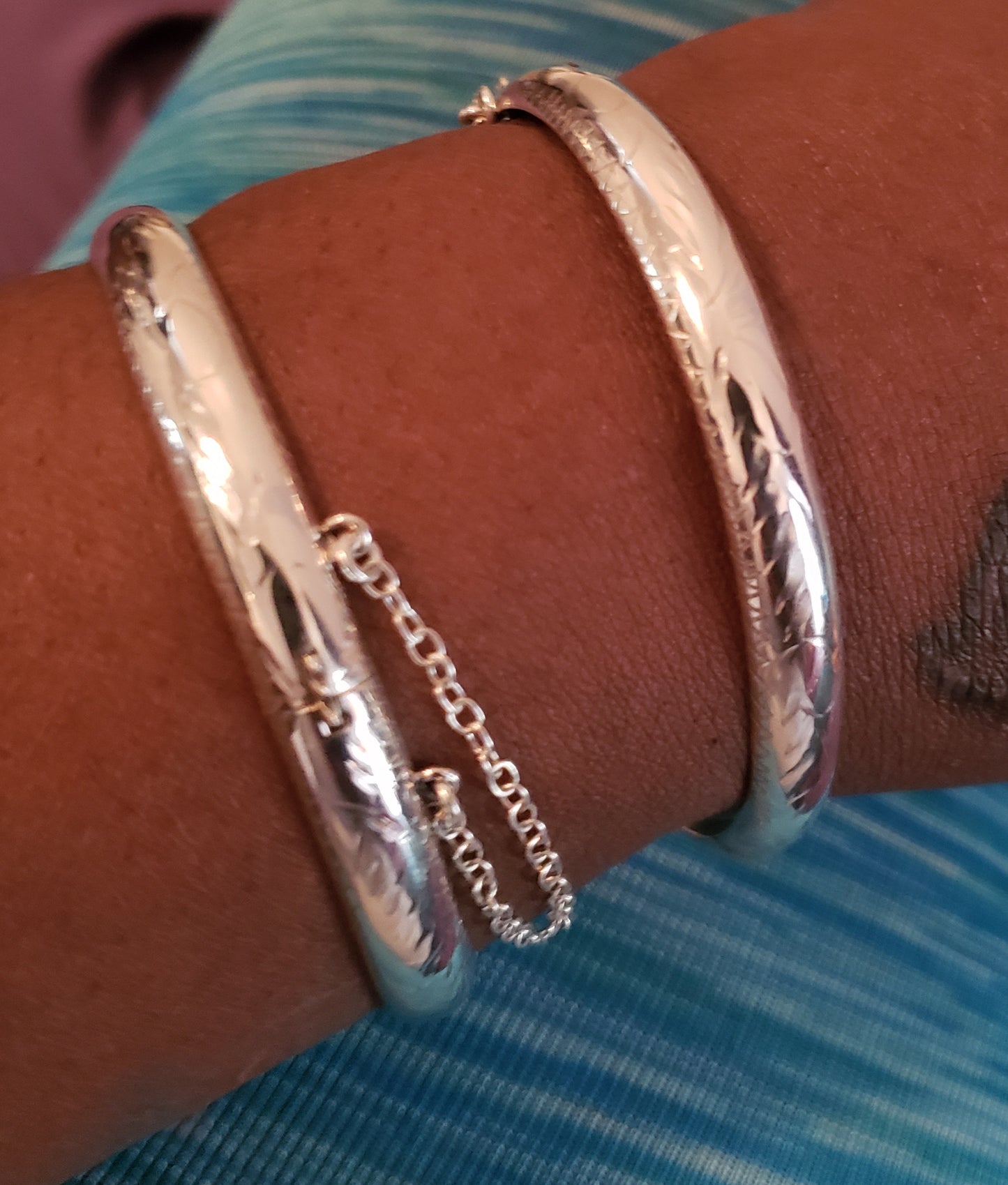 Sterling silver bangle set (medium width)